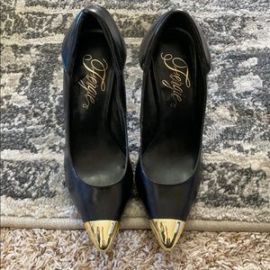 Fergie Black with gold tip heels